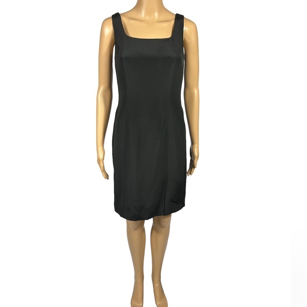 Hugo Buscati 100% Silk Black Mini Sheath Dress Size 6
